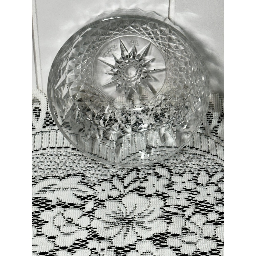 Waterford Crystal Lismore Diamond Bowl Round Cut Glass Centerpiece Etched Mark